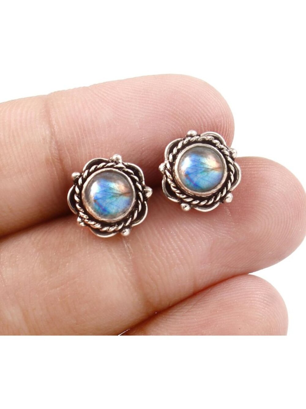 Handmade 925 Sterling Silver Gemstone Stud Earrings | Birthstone Jewelry for